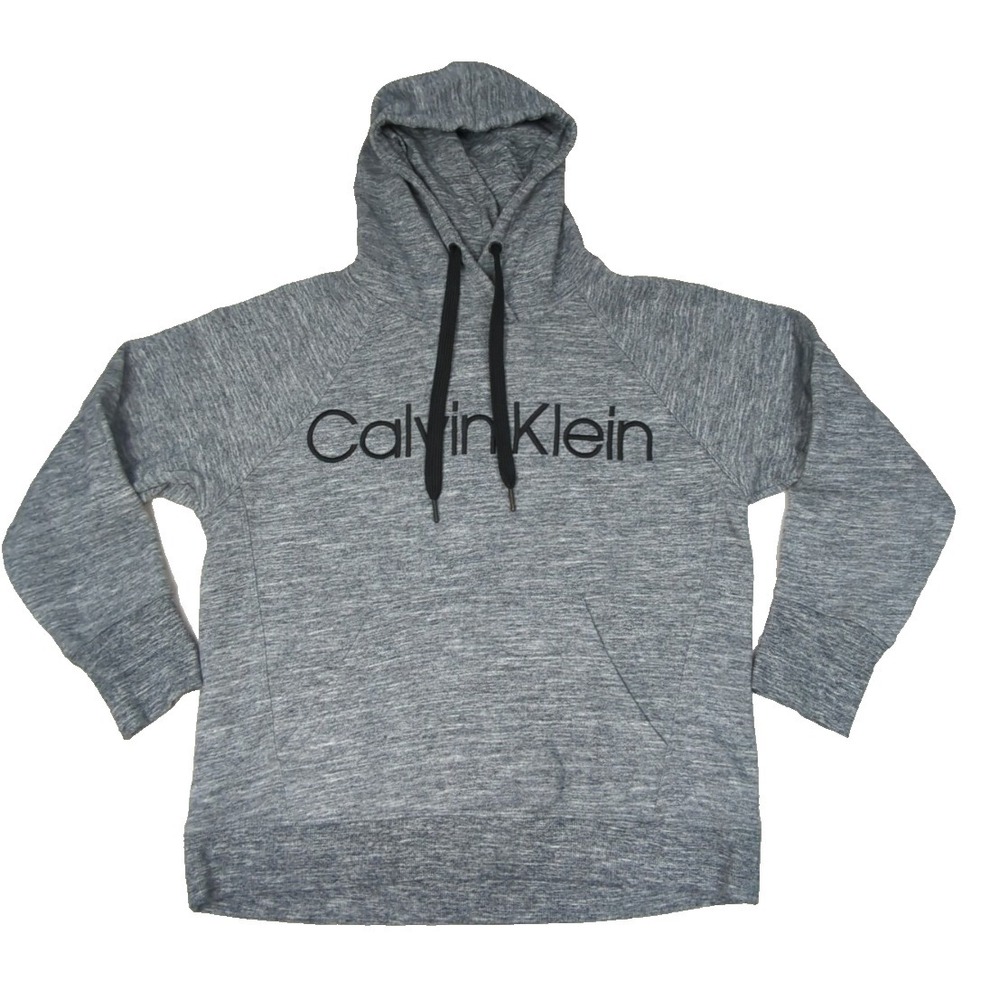 Calvin Klein Women S small gray heathered hoodie black spellout